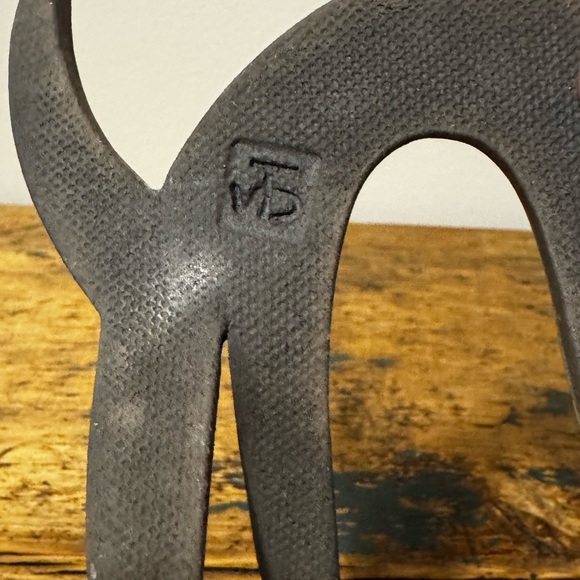 Raku Pottery Cat Sculpture in Teal and Cream - Picture 6 of 7